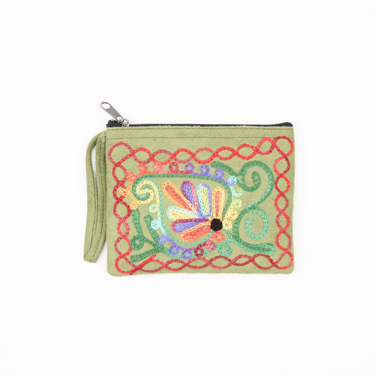 Embroidered Flower Pouch