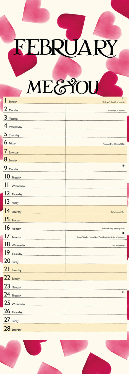 Emma Bridgewater Me & You Slim Calendar 2026