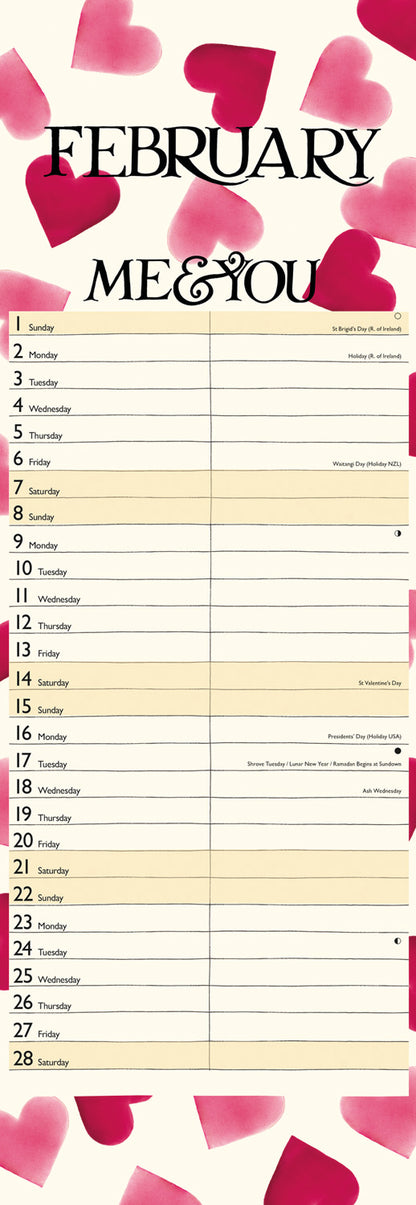 Emma Bridgewater Me & You Slim Calendar 2026