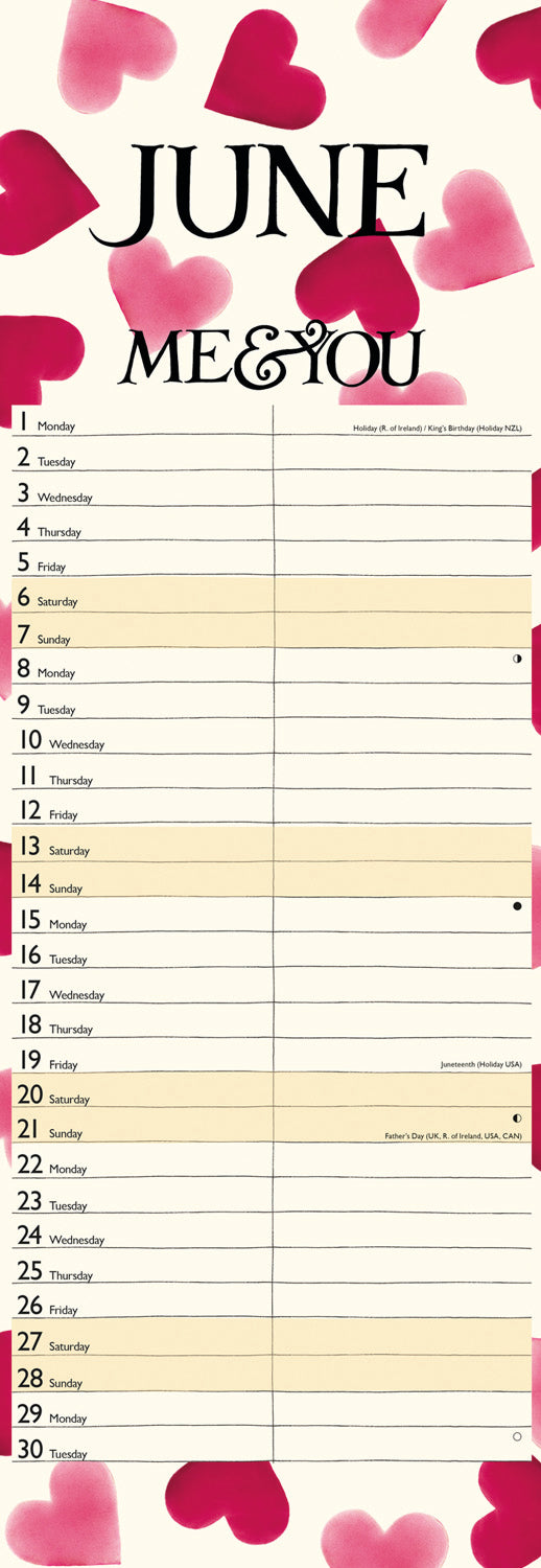 Emma Bridgewater Me & You Slim Calendar 2026