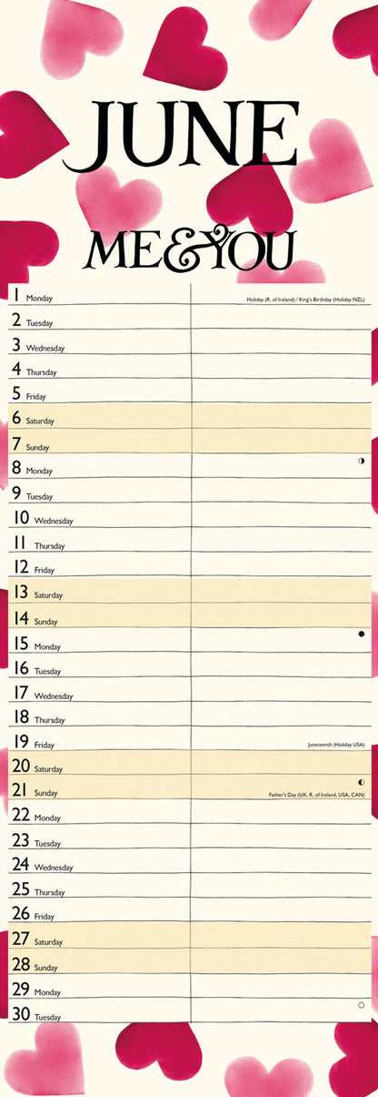 Emma Bridgewater Me & You Slim Calendar 2026