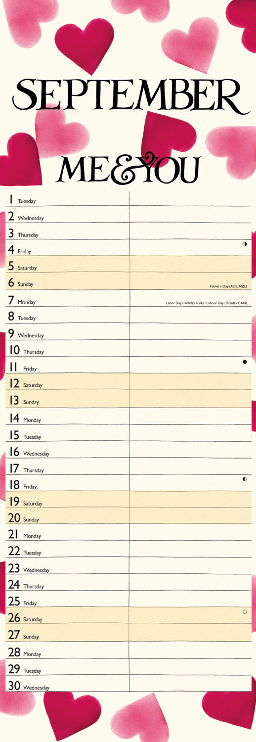 Emma Bridgewater Me & You Slim Calendar 2026