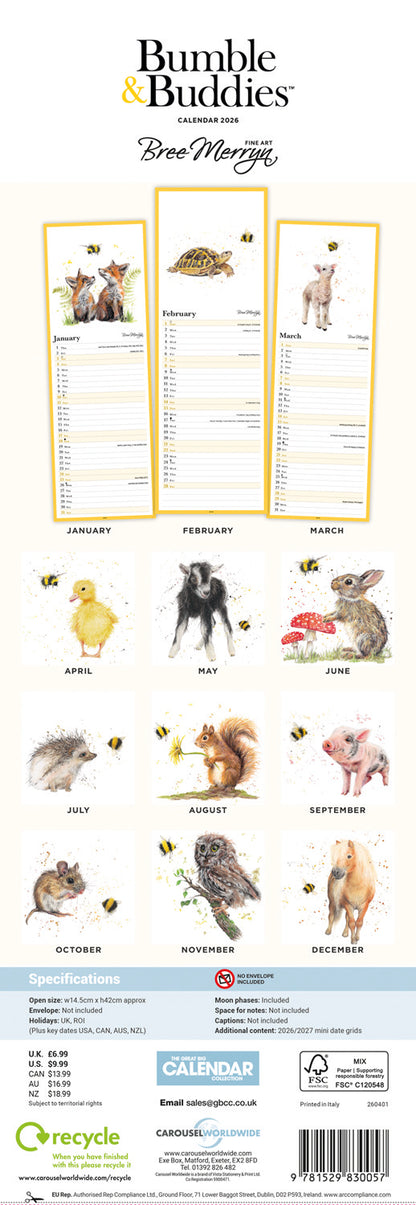 Bumble & Buddies Slim Calendar 2026