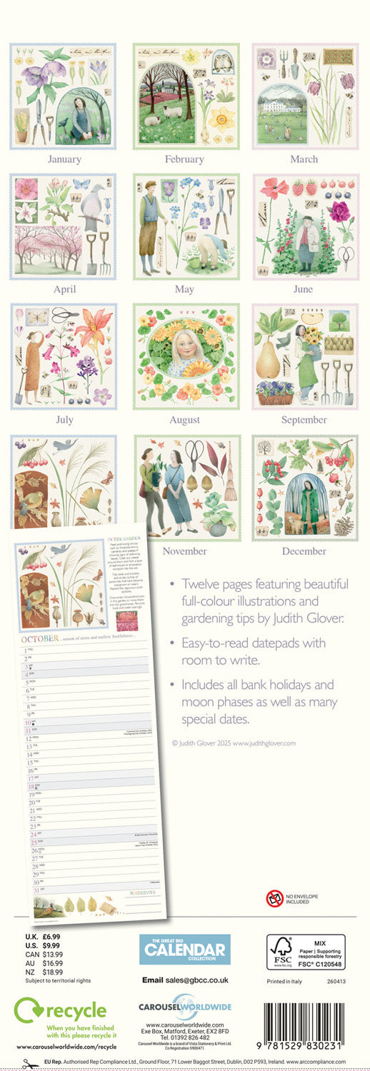 Garden Days Slim Calendar 2026