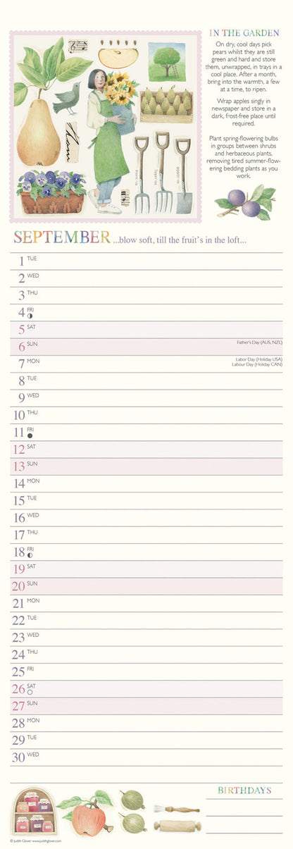 Garden Days Slim Calendar 2026