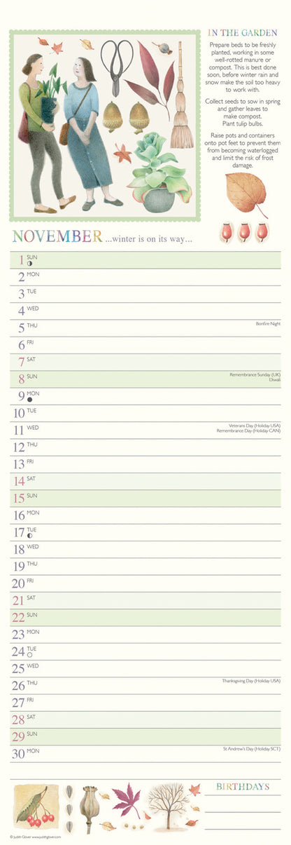 Garden Days Slim Calendar 2026