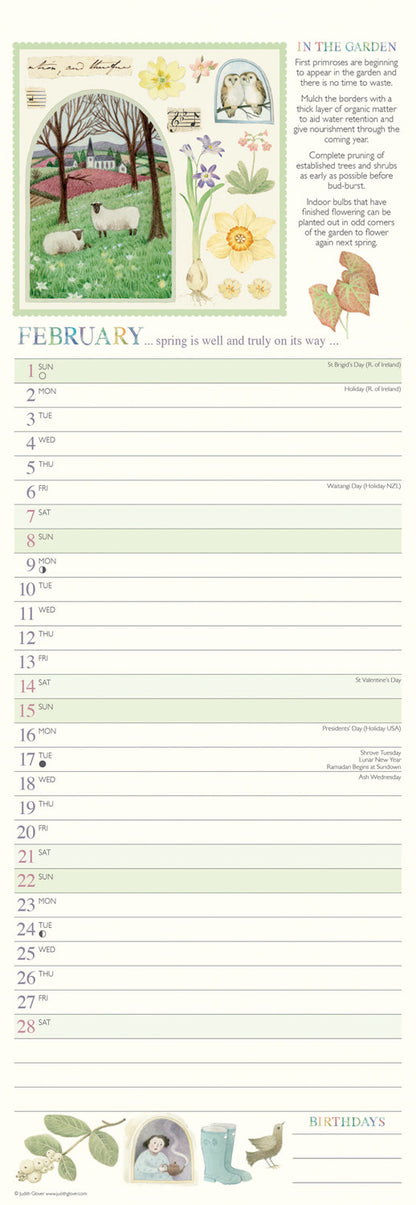Garden Days Slim Calendar 2026