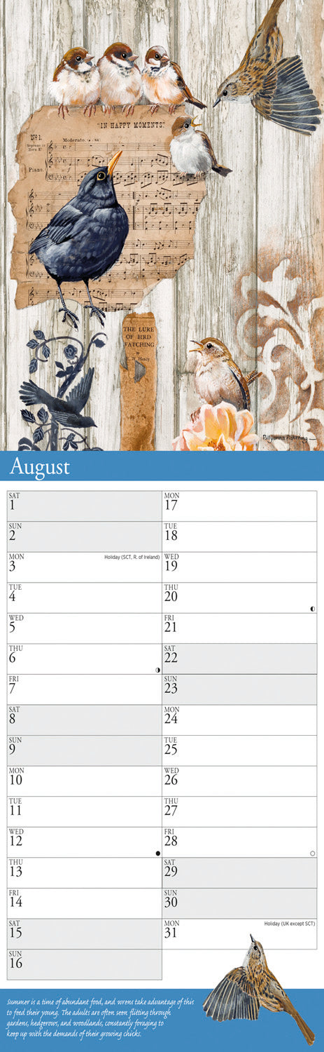Garden Birds By Pollyanna Pickering Slim Calendar 2026