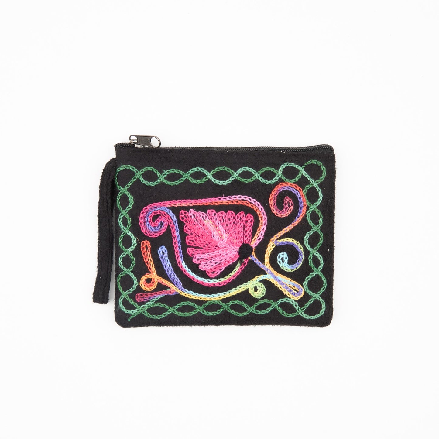 Embroidered Flower Pouch