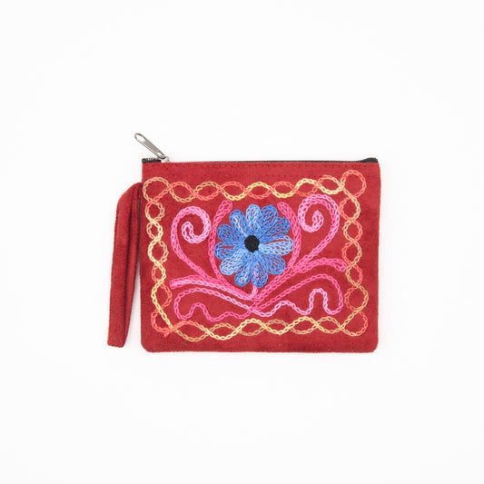 Embroidered Flower Pouch