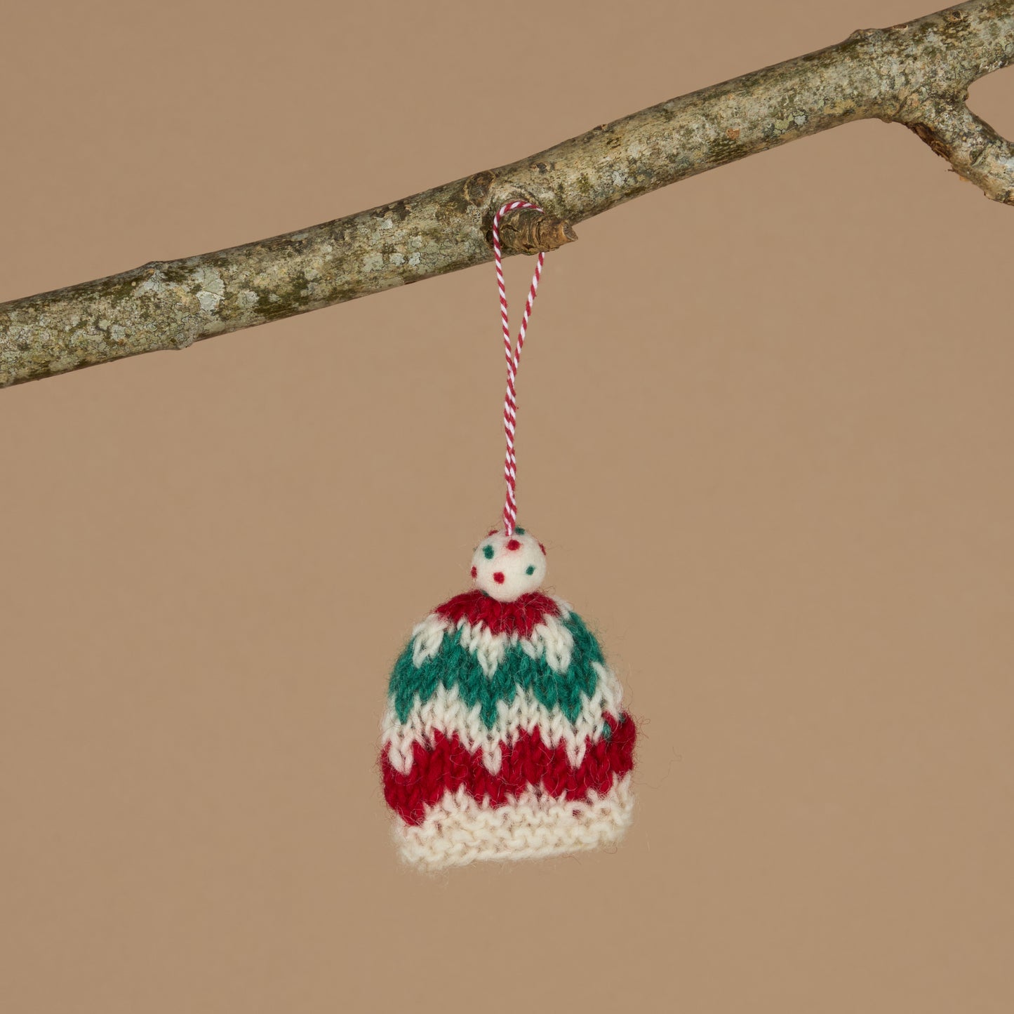 Fairisle Bobble Knit Hat Decoration